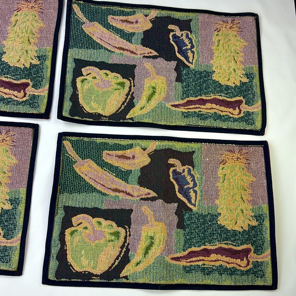 Set of 4 Pepper Embroidered Place Mats. Used for decoration only. 19”L x 12.5W. - Picture 6 of 8